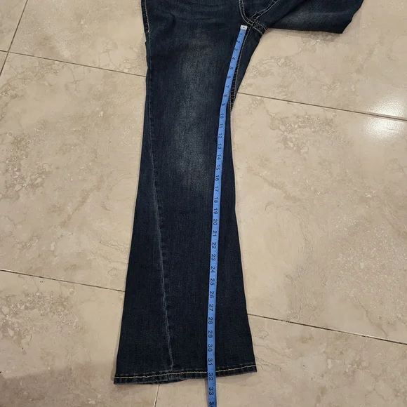 True Religion Women’s Jeans Joey Flap Flare Size 34 Y2K Blue Pink Thread Pockets - Picture 12 of 12